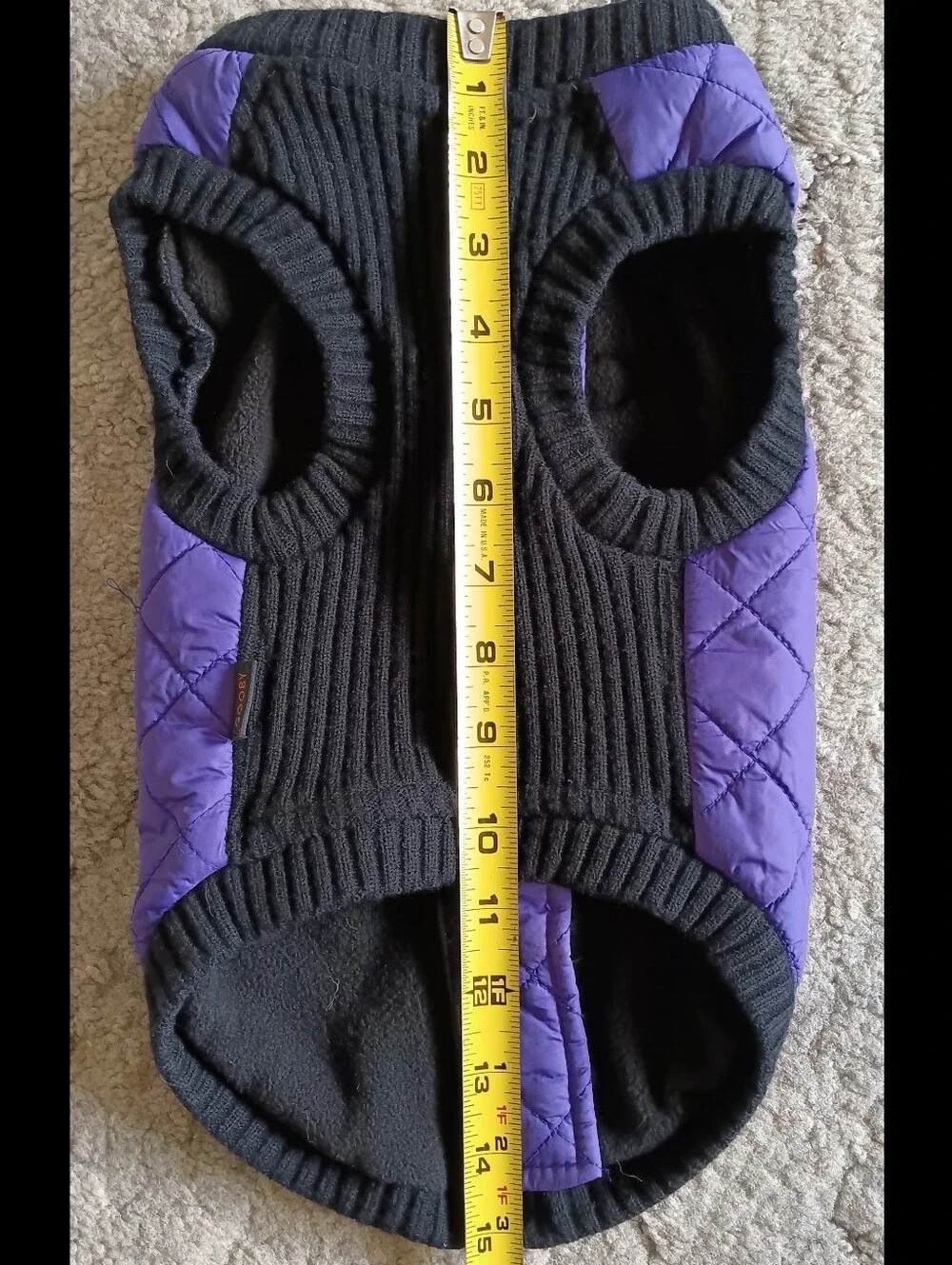 💜🖤 Gooby Dog Puffer Vest Quilted Jacket Large Purple Water Resistant Pet